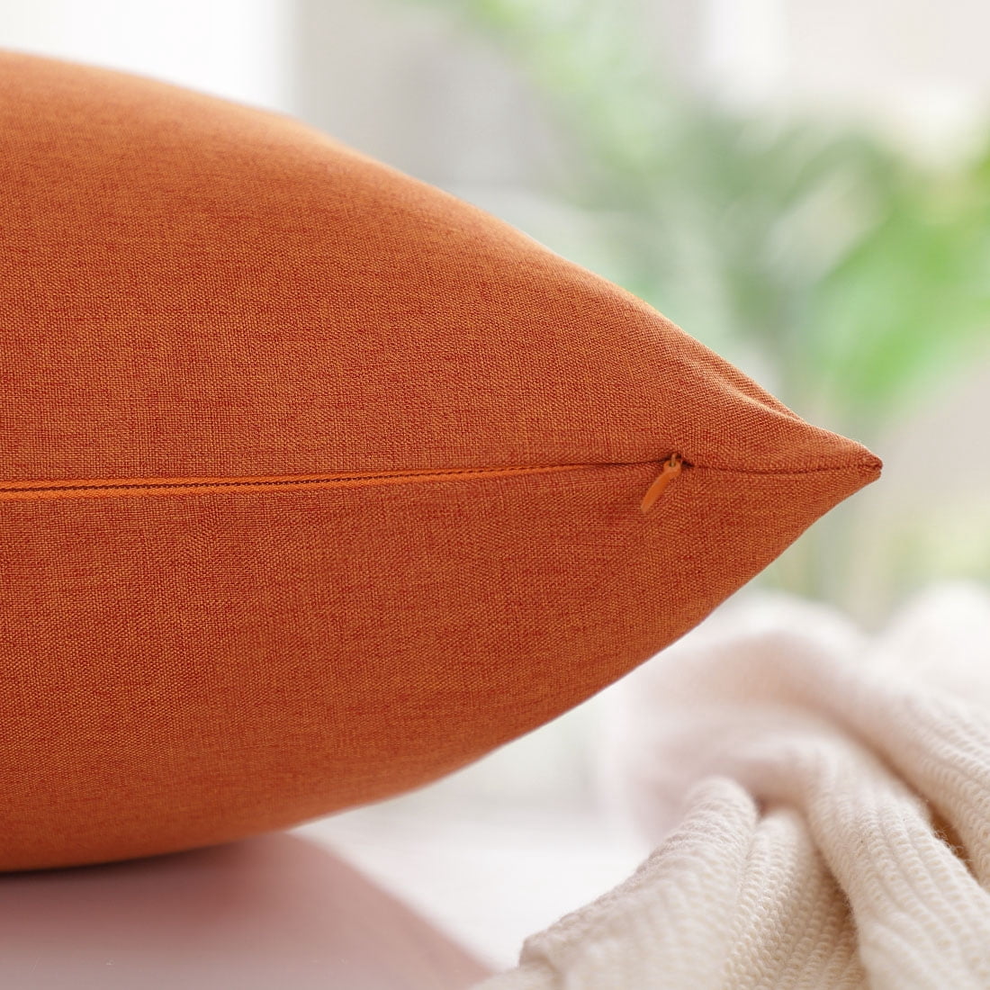 Unique Bargains 2-Pack Solid Waterproof Decorative Throw Pillow Covers Orange 18" x 18"