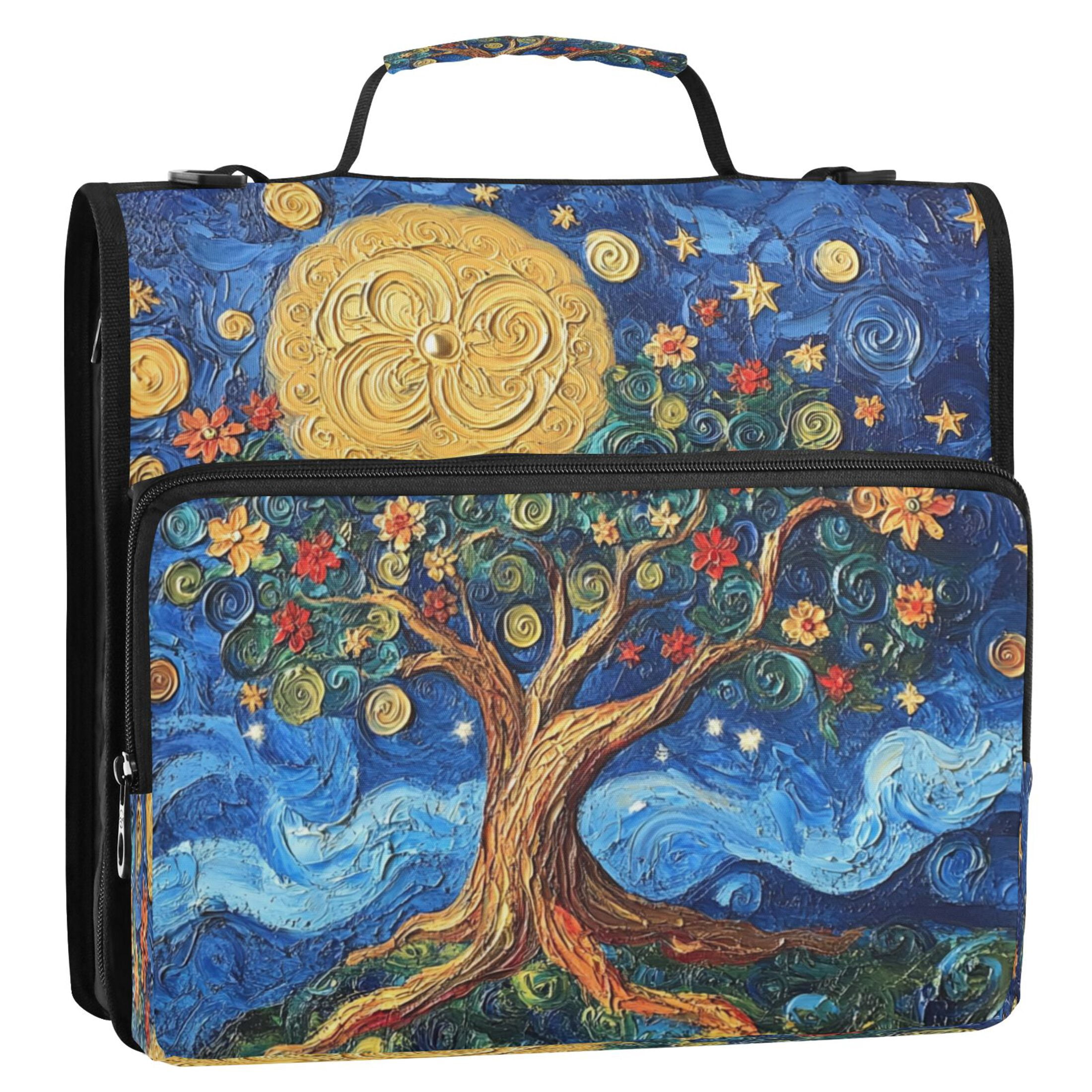 YAZAOO Zipper Binder trapper keeper Documents Organized Design Celestial Garden Printed