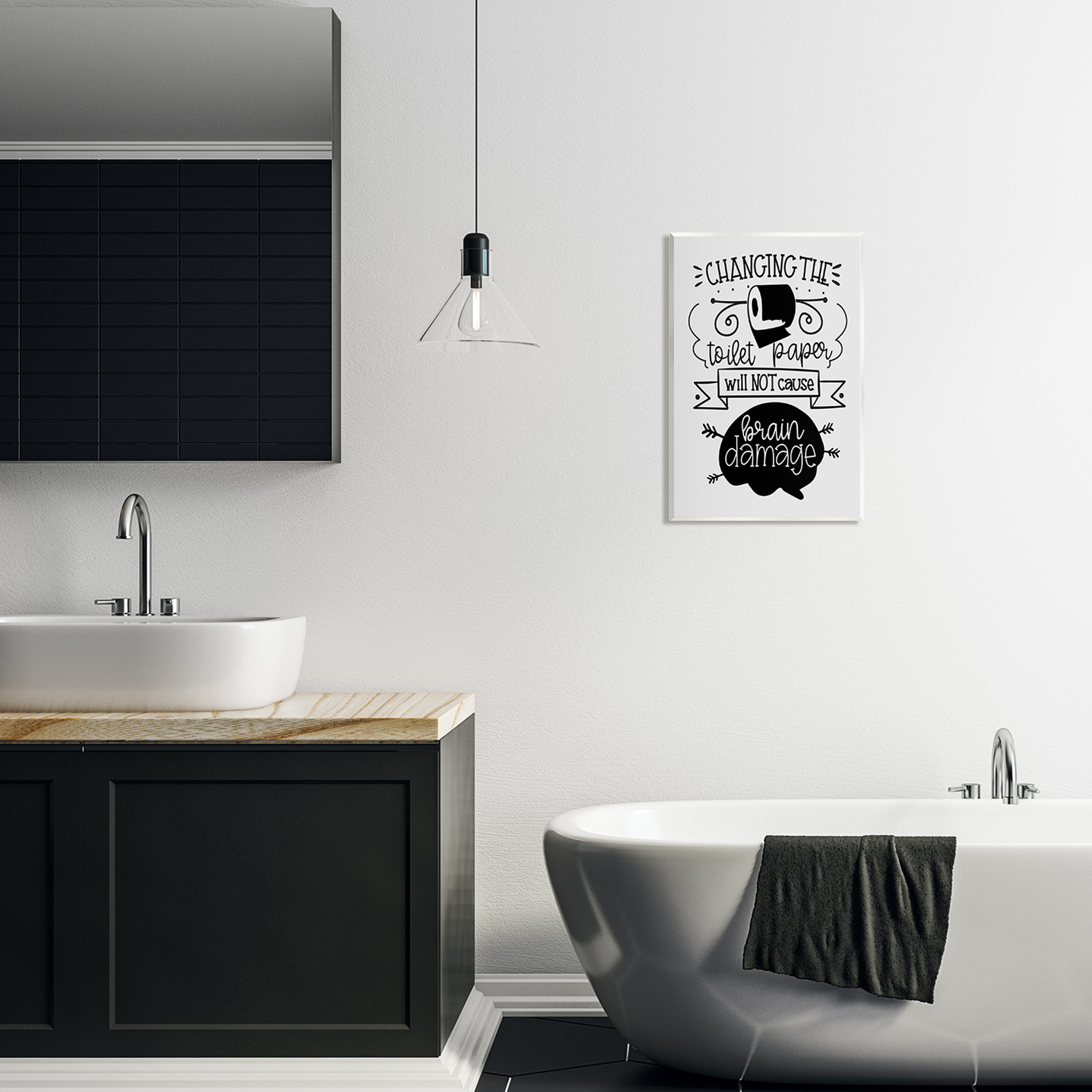 Stupell Industries Change Toilet Paper Humor Typography Painting Unframed Art Print Wall Art, 13 x 19
