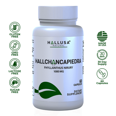 Hallusa Natural Hall Chanca Piedra Stone Breaker 1000 mg Kidney Cleanse & Gallbladder Supplement, Urinary Tract Health - 60 Capsules