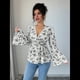 thumbnail image 5 of Blusa con Estampado Floral para Mujer, Larga, Estilo Babydoll, Escote en V Profundo, Peplum Negro XXL, 5 of 9