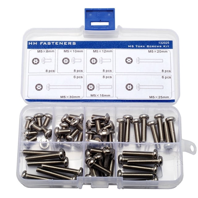 M5 Tamper-Resistant Security Screws Assortment Kit, Stainless Steel,Pack of 52-Pieces