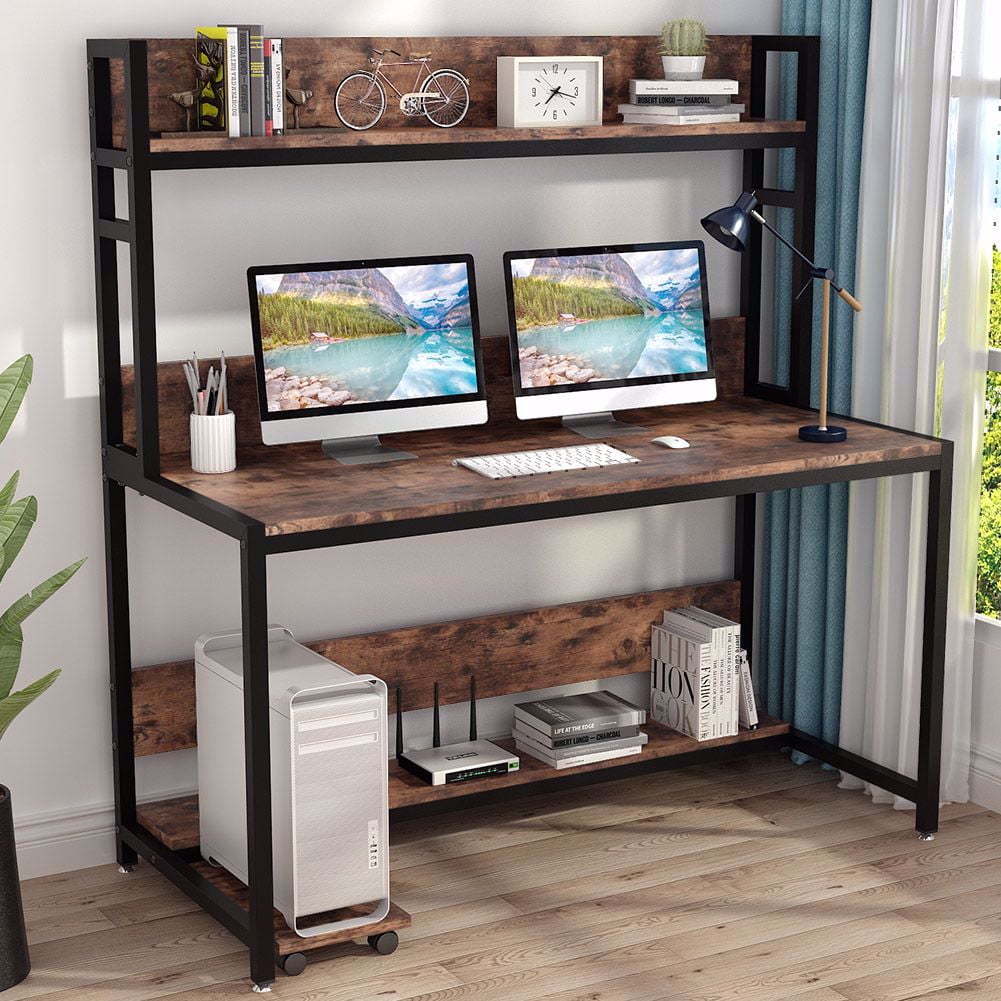 Tribesigns 55/" Large Computer Desk with Hutch PC Laptop Study Table Workstation