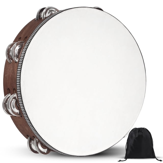 Pandereta Wirmevi, percusión manual de madera, 25 cm, con bolsa