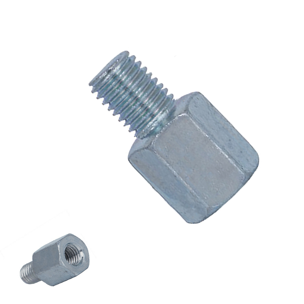 Clockwise 8mm to 10mm Silver Steel Metal Rearview Mirror Adapter Bolt