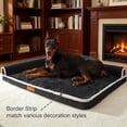 thumbnail image 4 of Exclusivo Mezcla Medium Orthopedic Dog Bed, Luxury Striped Jacquard Pet Bed Sofa, Waterproof and Washable, 36"×24", Black, 4 of 10