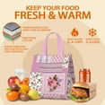thumbnail image 5 of Pioneer Flower Floral Print Pattern Insulated Lunch Bag for Women & Adults,Large Portable Soft Cooler Lunch Bag,Thermal Food Storage Tote with Pearl Cotton,8.66L,8.75x5.75x9.5 Inch, 5 of 6