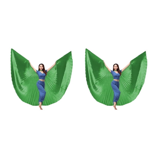 Inteprter Ala de danza del vientre Disfraces para adultos Mujeres Accesorios de baile para actuaciones Carnaval Espectáculos Festivales Verde 2piezas
