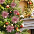 thumbnail image 4 of 24 flores de Navidad, decoración de flores de Navidad, adornos para árboles de Navidad, poinsettia con purpurina, árbol de Navidad con purpurina, flores artificiales de Navidad, Navidad con purpurina. Namotu HFP-0473-6, 4 of 6