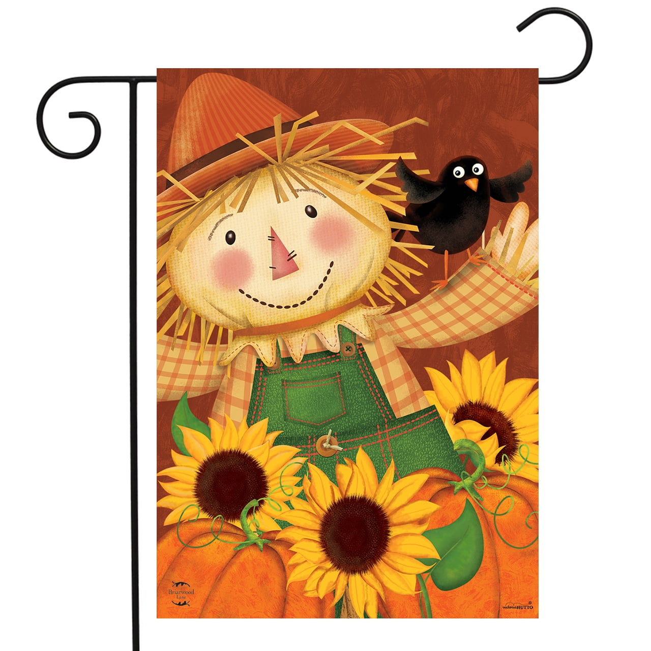 Happy Scarecrow Fall Garden Flag Sunflowers Autumn Pumpkins 12.5