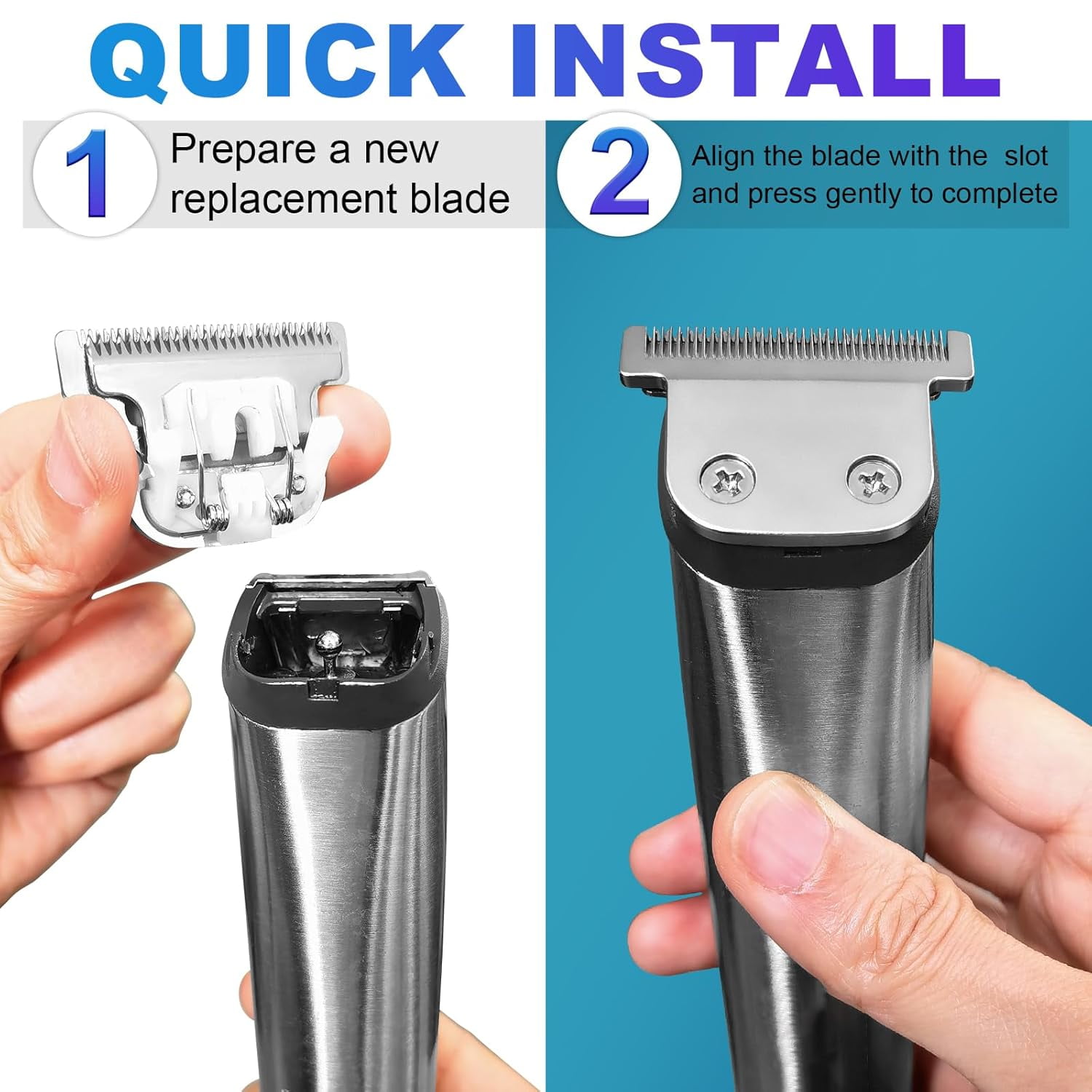Replacement Detachable T Blade Compatible with Wahl T Blades for Trimmer Models （2 pack）