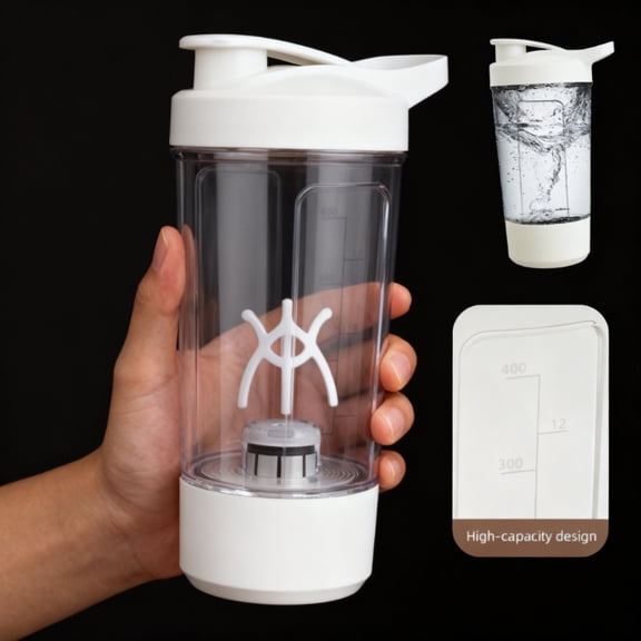 Electric Self Stirring Mug 15oz USB Rechargeable Protein Shaker Bottle with Measurement Scale, BPA-Free Milkshake & Water Cup
