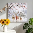 thumbnail image 2 of Canvas Wall Art, Christmas Deer Framed Canvas Prints for Living Room Bathroom, Snowflakes Xmas Branch Cardinal Birds Berries Gallery Wrapped Wall Decor for Home Office, Gifts, 12"x12" Ship Next Day, 2 of 9