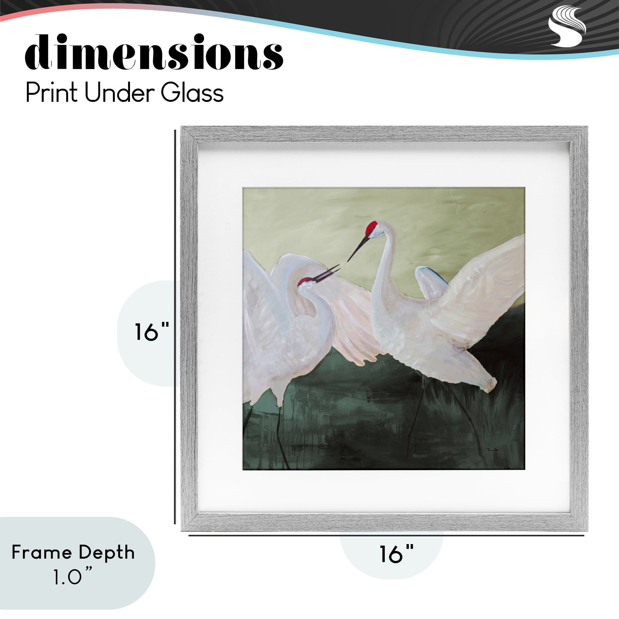 Stupell Industries White Sandhill Cranes Gray Framed Print Under Glass, design by Robin Maria