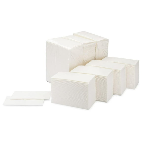 Paterson Paper 500 Count - 17" x 17" Linen Feel Cloth Like Dinner Napkins Disposable - White Bathroom Guest Hand Napkin Towels