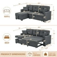 thumbnail image 2 of Timbernest 76.5" Pull Out Sofa Bed, Convertible L Shaped Sectional Sleeper Sofa with Chaise Storage, Dark Gray Linen Blend, 2 of 11