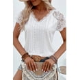 thumbnail image 6 of Women's Elegant White Sheer Lace Short Sleeve Tee with Eyelet Embroidery - [ZhiHiMeRi] | (US 12-14)L, 6 of 7