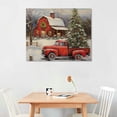 thumbnail image 2 of JRXY Christmas Canvas Wall Art Print - Old Barn, Truck, Cardinals, Tree and Lights in Snow - Rustic Holiday Home Decor Artwork 20x16in, 2 of 4