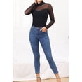 thumbnail image 2 of Buenos Ninos Womens Bodysuit Mock Neck Sheer Mesh Long Sleeve Tops Leisure Ribbed Sexy Bodysuits, 2 of 6