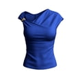 thumbnail image 6 of Pounoo Womens One Shoulder Tops Asymmetrical Solid Color Blouses Casual Slim Fit Lightweight Soft Comfy Party Wear Shirts Gift, 6 of 7