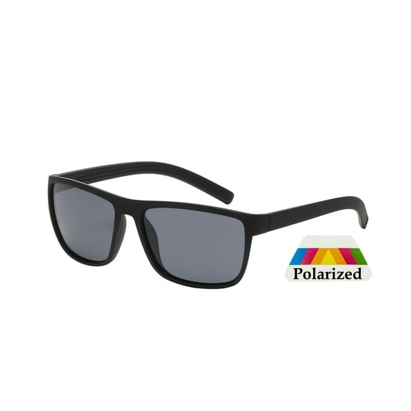 Men's Sporty Polarized Sunglasses - Black Frame / Smoke Lens