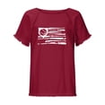 thumbnail image 4 of Wycnly Womens Tops Dressy Casual Summer Crewneck US Flag Print Tees US Flag Print Shirts 4th July Independence Day Loose Cotton Linen Pullover Blouses with Tassel Red s Under $5, 4 of 5