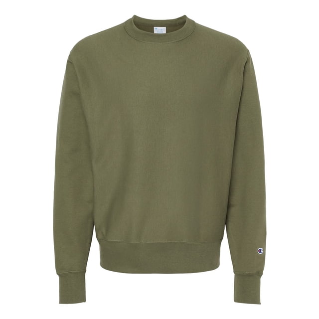 Champion Chandail Molletonné à Col Ras du Cou pour Hommes en Tricot Inversé, S, Olive Frais