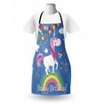 thumbnail image 3 of Unicorn Party Apron, Happy Birthday Words with Animal Marching on Rainbow with Balloons, Unisex Kitchen Bib with Adjustable Neck for Cooking Gardening, Adult Size, Multicolor, by Ambesonne, 3 of 4