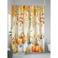 thumbnail image 5 of Fall Shower Curtain Harvest Pumpkin Orange Shower Curtains for Bathroom Thanksgiving Decor, Waterproof Polyester Shower Curtain Set with Hooks, Stall Long 36" x 72" Autumn Leaves, 5 of 6