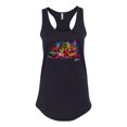 thumbnail image 2 of Wild Bobby, Colorful Rainbow Cat Animal Lover Ladies Racerback Tank Top, Black, Small, 2 of 3