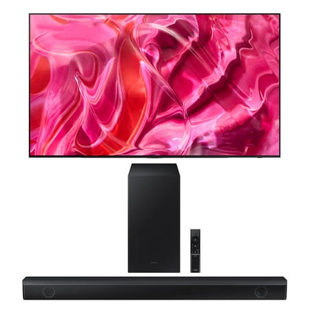 Samsung QN65S90CAFXZA 65" 4K OLED Smart TV with AI Upscaling with a Samsung HW-B550 2.1ch Soundbar and Subwoofer with Dolby Audio (2023)