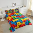 thumbnail image 5 of Erosebridal Colorful Comforter Set Twin, Building Blocks Bedding , 3D Rainbow Construction Brick Bedding Comforter Sets Funny Patchwork Geometric Rectangle Duvet Insert, 5 of 6