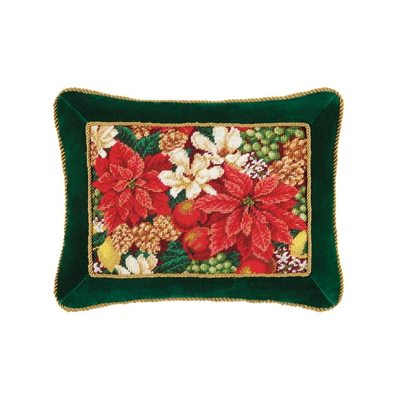 Crimson Glory Needlepoint Pillow, 14" x 18"