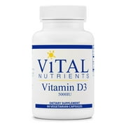 Vital Nutrients - Vitamin D3 - Supports Calcium Absorption and Bone Health - 90 Vegetarian Capsules per Bottle - 5,000 IU