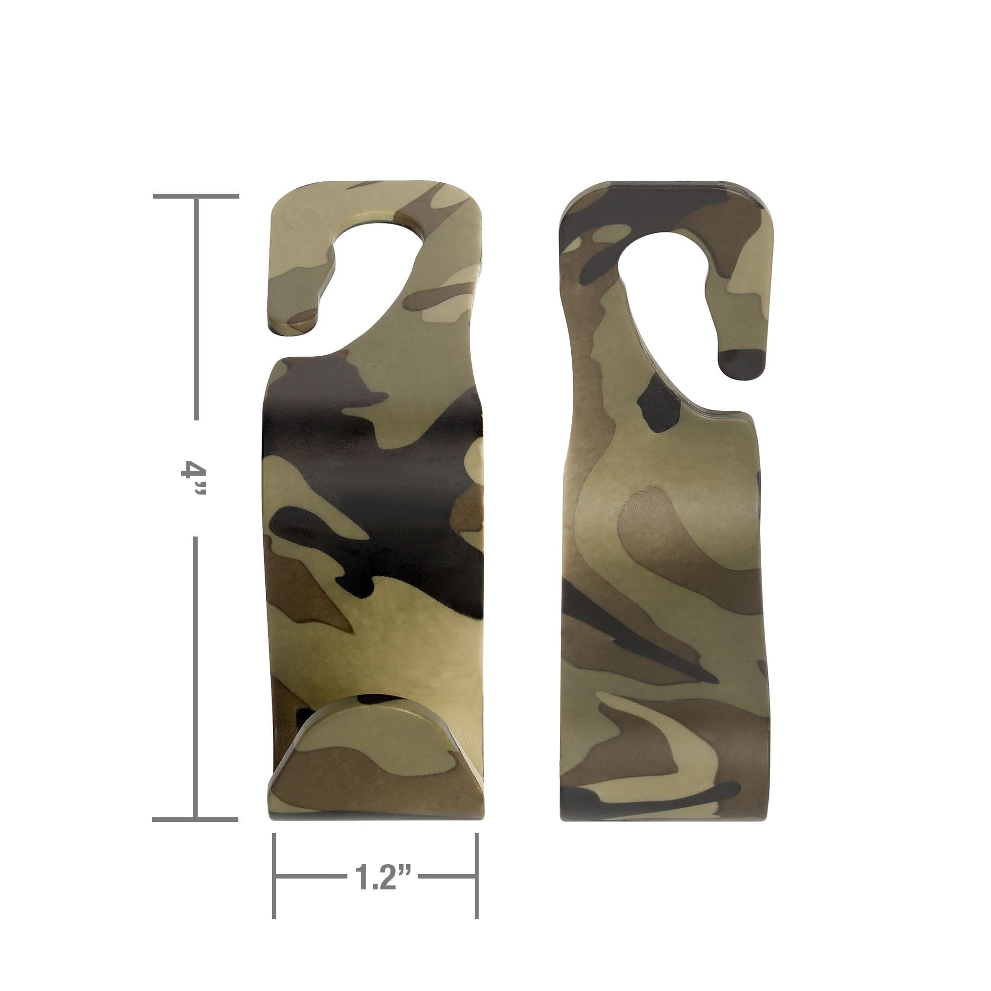 Auto Drive Headrest Hooks, Camo, Plastic, Universal Fit, 2 Pack