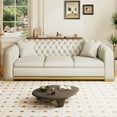 thumbnail image 2 of Wiilayok 84" Velvet Luxury 3 Seat Sofa, Mid-Century Classic Chesterfield Sofa Couch With Button Tufted,Golden Lines for Living Room,Beige, 2 of 7