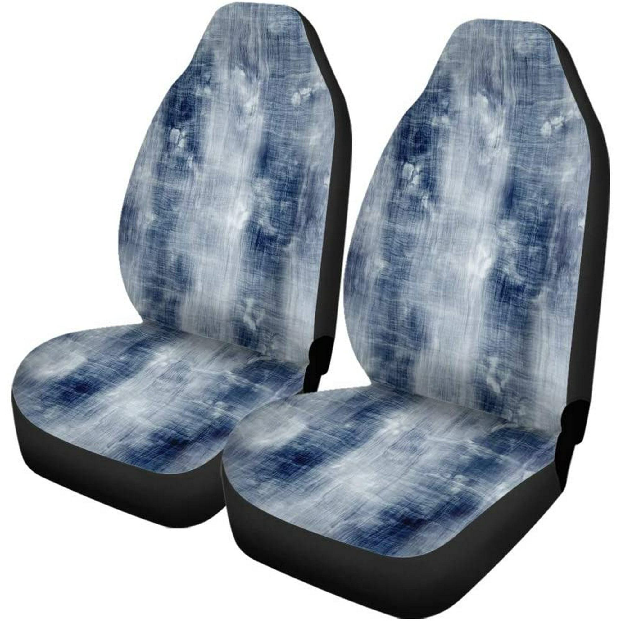 POGLIP Set of 2 Car Seat Covers Blue Denim Texture Universal Auto Front Seats Protector Fits for Car SUV Sedan Truck