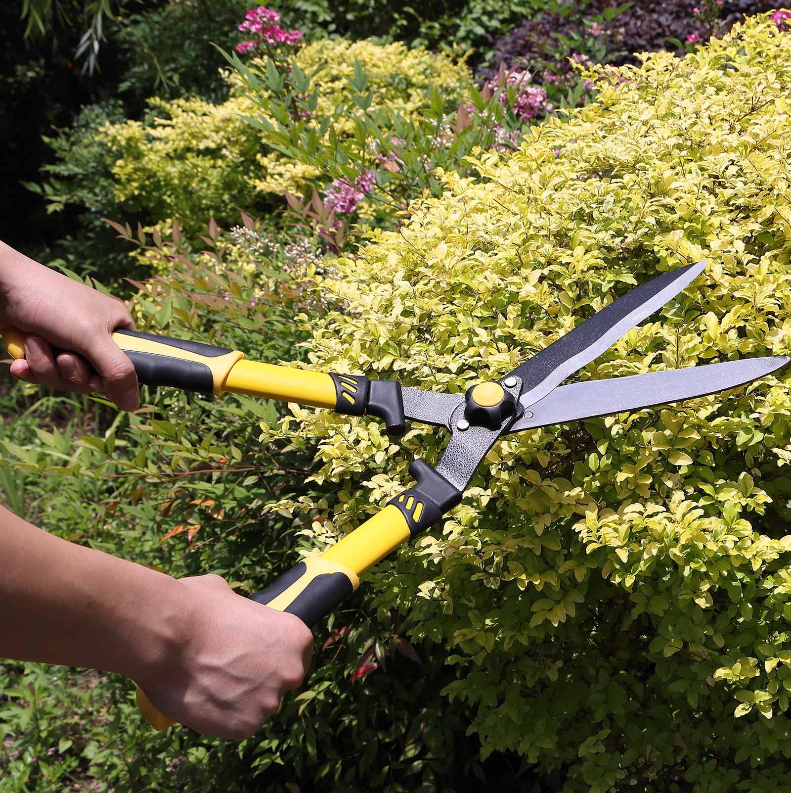 YeYeBest 22" Hedge Shears, Heavy Duty Manual Hedge Clippers, Hedge Trimmers Manual for Shaping Shrubs and Trimming Bushes
