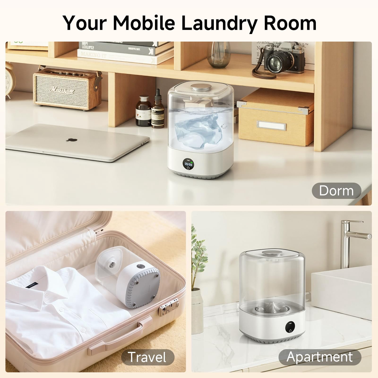 Underwear Washing Machine, 4L Mini portable washing machine, Socks, Baby Clothes, Upgraded Deep Cleaning in Apartments, Dorms, Travel, Quiet USB-Powered Operation