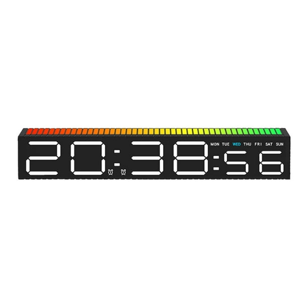 Reloj digital con pantalla grande y 3 ajustes de brillo para decoración del hogar. Dos modos de visualización. Digital blanco