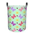 thumbnail image 1 of DouZhe Grands Paniers à Linge Pliables Imperméables, Papillons Colorés Imprimés de Fleurs Circular Hamper avec Poignées, 1 of 6