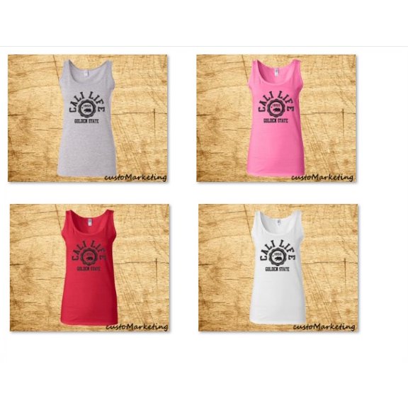 Women's Cali Life california republic Golden State Printed Design Tank Top Soft and Comfy Tank Top, Lightweight Tank Top Red Tank Top Small
