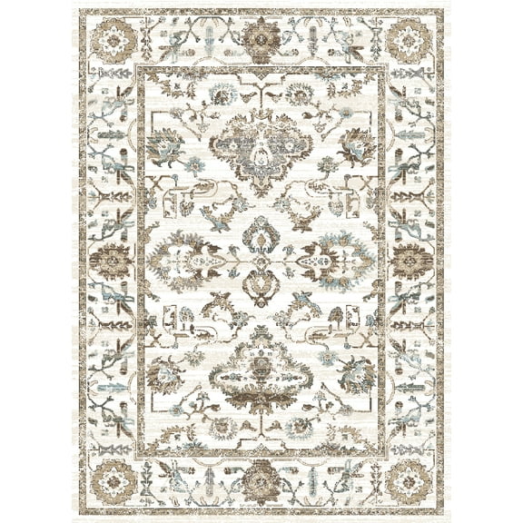 Radici Usa Colosseo Area Rug 3562 Traditional Bone Vines Leaves 7' 10" x 10' 6" Rectangle