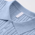 thumbnail image 6 of JULMCOMO Cable Knit Polo Shirts for Men Collared Rib Cuff Short Sleeve Regular Fit Casual Summer Golf Shirt Sky Blue L, 6 of 8
