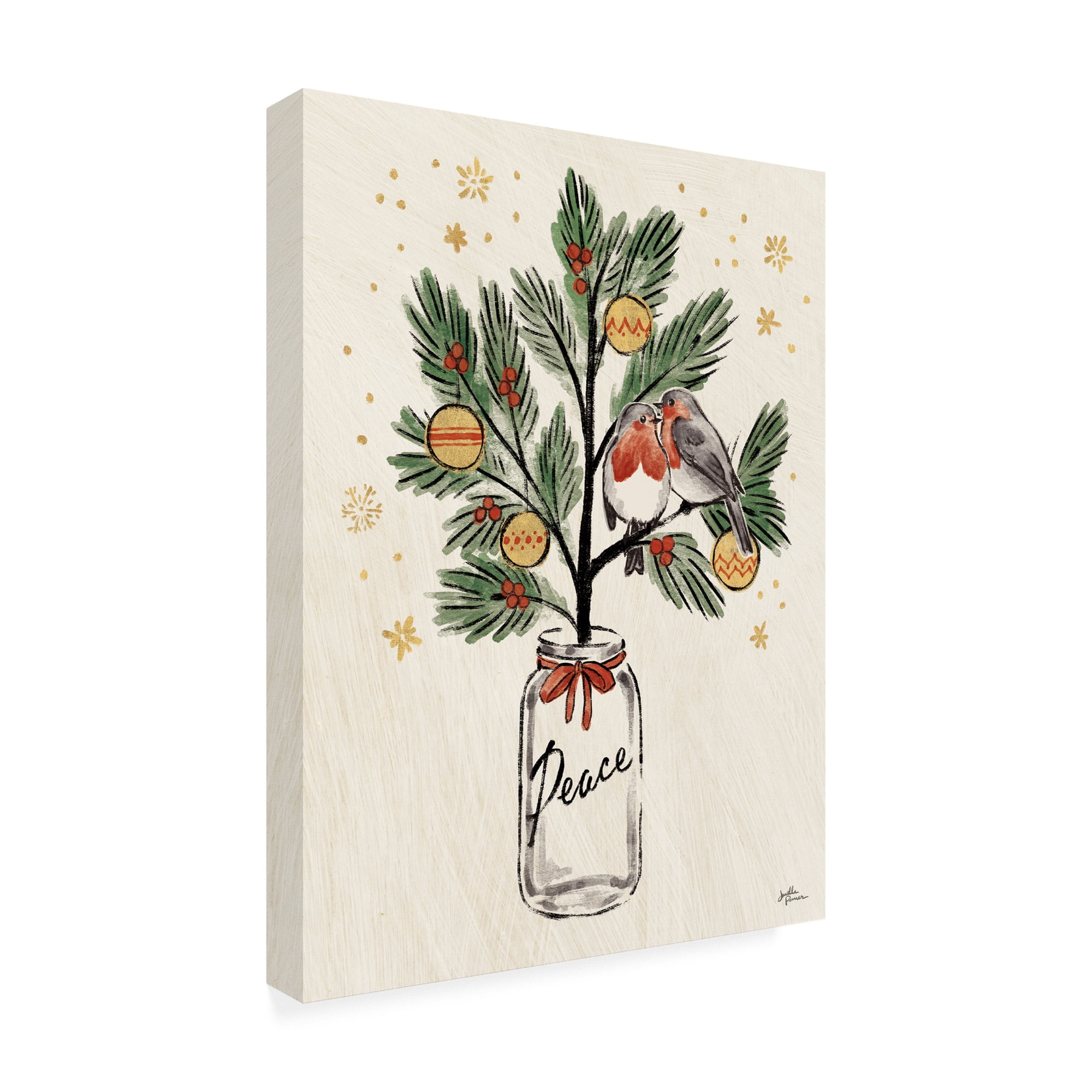 Trademark Fine Art 'Christmas Lovebirds VI' Canvas Art by Janelle Penner