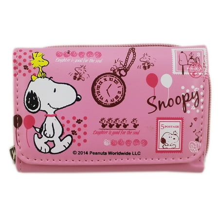 Snoopy Laughter is Good for the Soul Pink Colored Tri-Fold Wallet