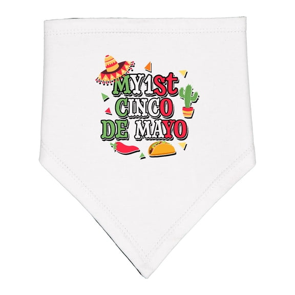 Inktastic My 1st Cinco De Mayo with Sombrero Red Chili Pepper Taco and Cactus Baby Bandana Bib