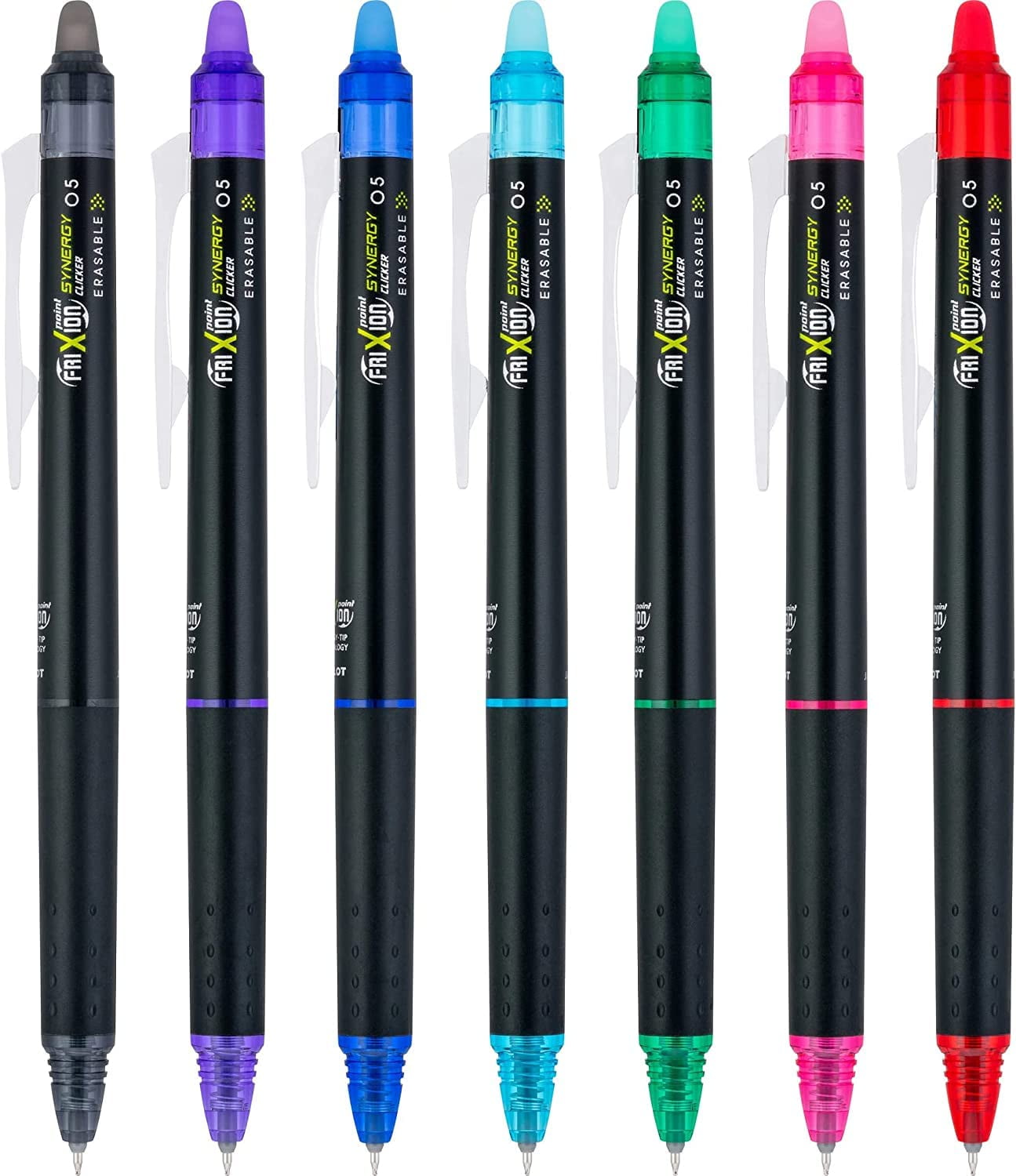 Pilot FriXion Synergy Clicker Erasable Gel Ink Pens, Extra Fine Point 0.5mm, Assorted Colors, 7 Pack