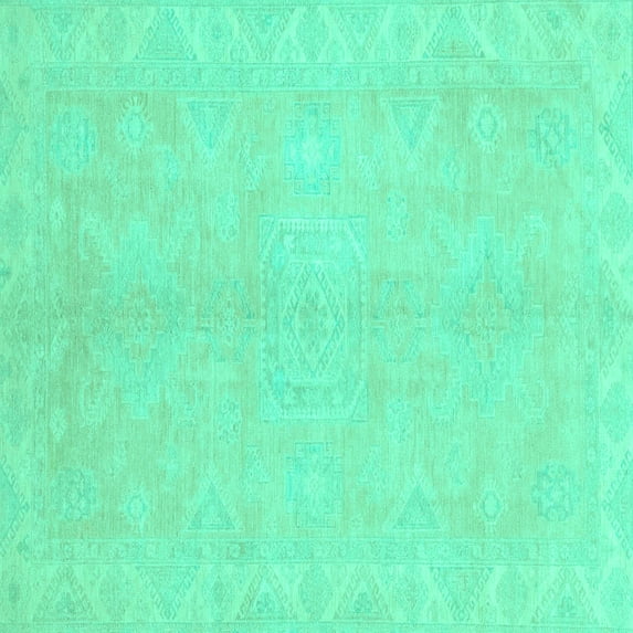 Ahgly Company Indoor Square Abstract Turquoise Blue Modern Area Rugs, 5' Square