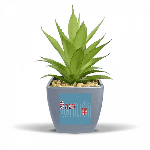 Bermuda Country Flag Name Fake Pineapple Flower Pot Vase Mini Decor